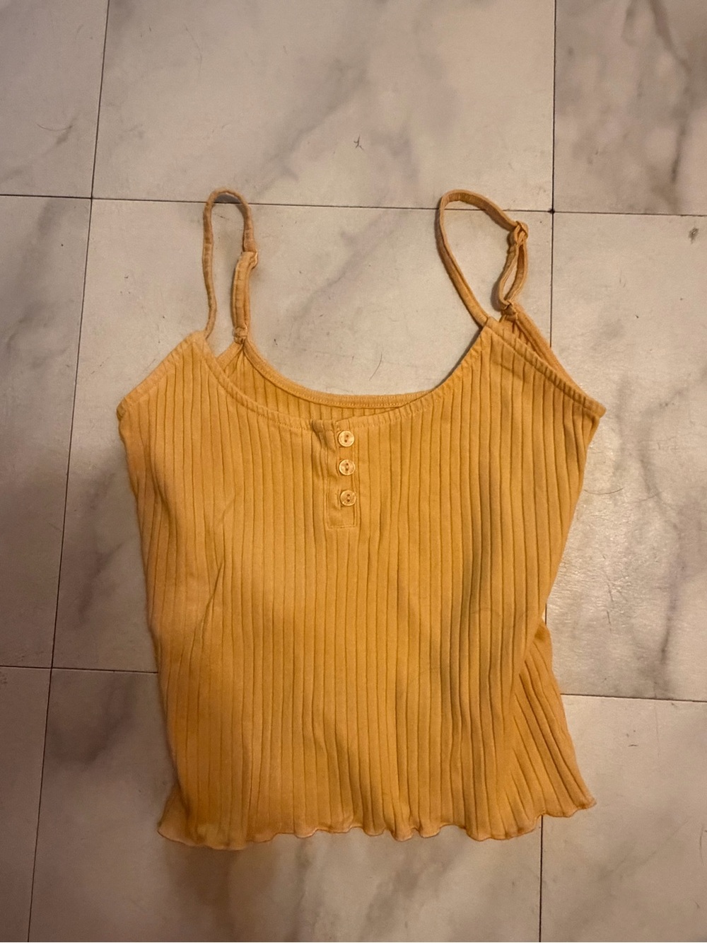American Eagle Outfitters Ribbed Mustard Yellow Cropped Cami